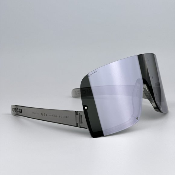 NEW Gucci GG1631S 013 Transparent Grey Multilayer Silver Shield Unisex Sunglasse - Picture 5 of 11